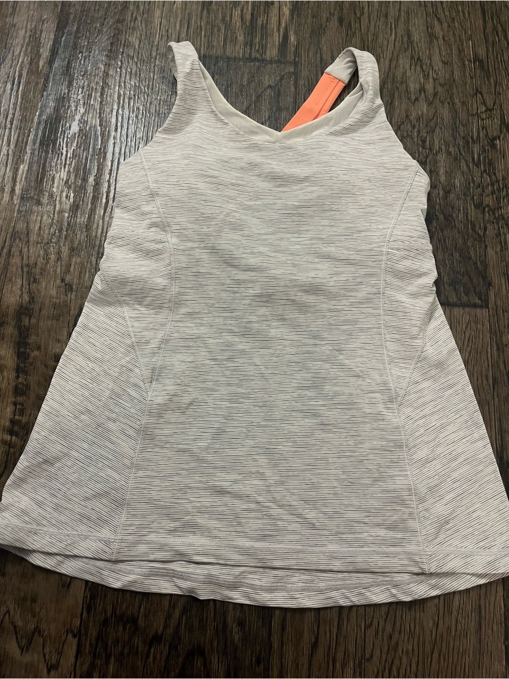 lululemon athletica Light Gray Tank with Coral Strap Detail